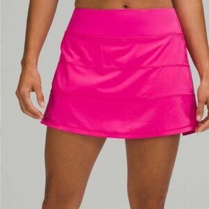 lululemon pace rival mid-rise skirt; color: SONIC PINK